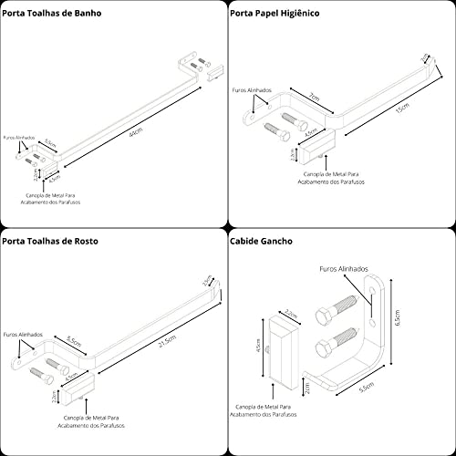Kit Acessórios Para Banheiro Preto Fosco Empire 6 peças