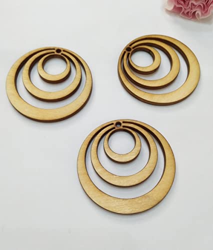 30Pcs Of Diy Wooden Circle Earrings Blanks, Unfinished Laser Cut Earring Findings, Diy Wood Ring Shape, Round Wood Blanks (2'') #TOP5