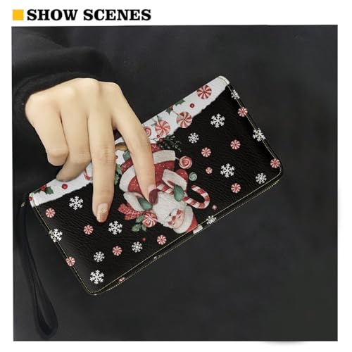 Image of Bulopur Christmas Wallet for Women Rfid Blocking Zip Around Wristlet Wallet for Ladies PU Leather Waterproof Travel Wallet Passport Holder Ladies Handbags Gifts for Her, Santa Claus