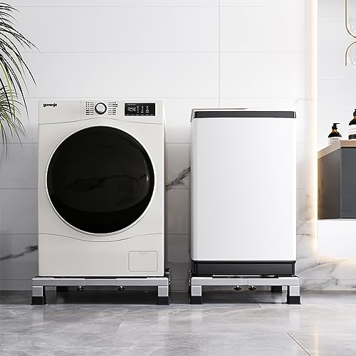 Image of Heavy duty All Stainless Steel Mini Fridge Stand Washer and Dryer Stand with 4 Strong Feet Heavy Duty Washing Machine Stand Base&Appliance Universal Base(Large Stand)