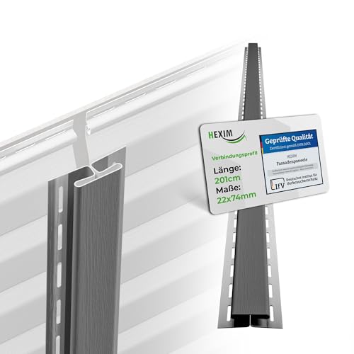 HEXIM Siding Fassadenpaneele außen Fassadenverkleidung wetterfest Kunststoffpanelee PVC-U Verkleidung Außenwand Hausverkleidung UV-beständig- (Verbindungsprofil grau)