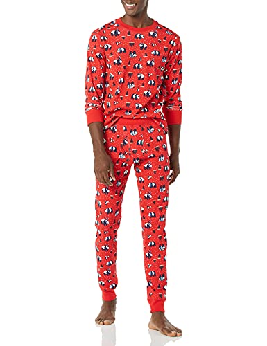 Amazon Essentials Men's Knit Pajama Set - Discontinued Colors, Panda, X-Small