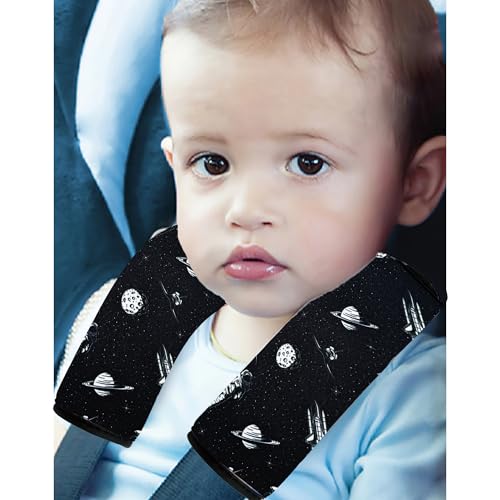 Image of 2 Pack VegaPunkLab Seat Straps Shoulder Pads for Kids - Seat Belt Cover Pad, Perfect for Car Booster Seats, Strollers, High Chair, Backpacks, and More, Cosmonaut