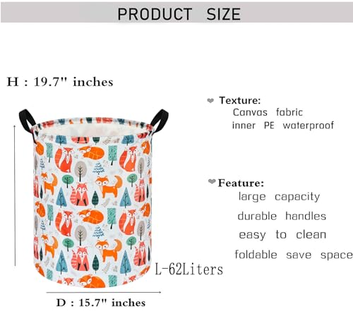 Image of Round Laundry Basket Nursery Hamper Kids Storage Bin Baby Toy Organizer Box Gift Basket for Room Decor
