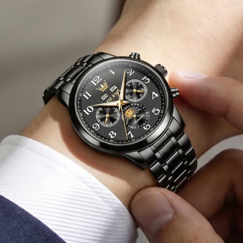 Image of OLEVS Automatic Watches for Men Luxury Skeleton Multi-Function Mechanical Watch Self Winding Date Waterproof Luminous Mens Watch