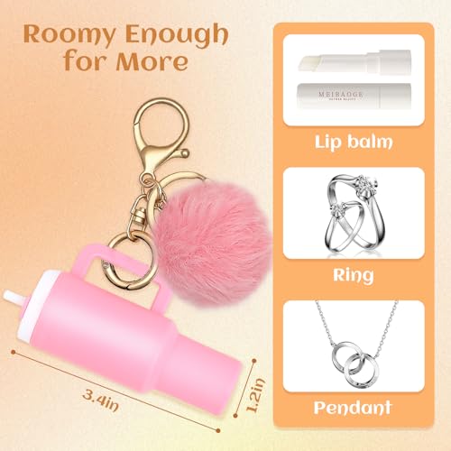 Image of 8pcs or 12pcs Mini Tumbler Keychain for Stanley Cup Cute Chapstick Holder Key Chain Charms Backpack for Women Girls