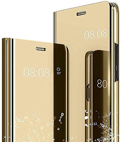 FirstChoice Samsung Galaxy J5 Prime, Flip Cover, Ultra Slim Clear View Standing Cover Flip Case for Samsung Galaxy J5 Prime - Gold