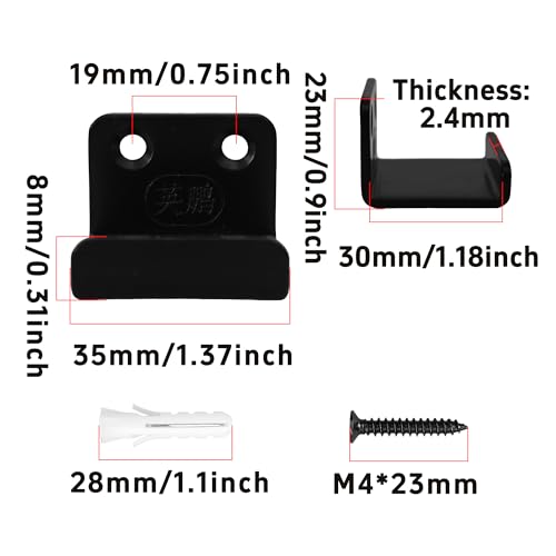 Image of 12Pcs Black Tile Display Wall Hanger, Stainless Steel Billboard Mounting Brackets, Heavy Duty Wall-Mounted Tile Hooks for Ceramics, Mirrors, Picture Frames (35x23x30mm)