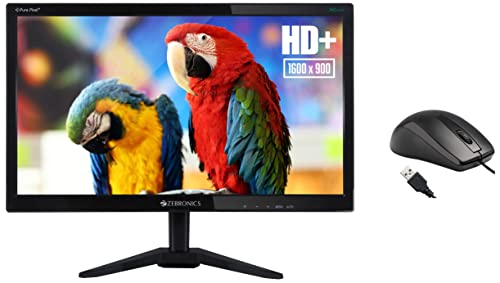Image of ZEBRONICS 19.5 Inch Monitor(49.5Cm) with Anti Glare, Hd, Slim Design and Wall Mount & Zeb-Alex Wired USB Optical Mouse with 3 Buttons, LCD