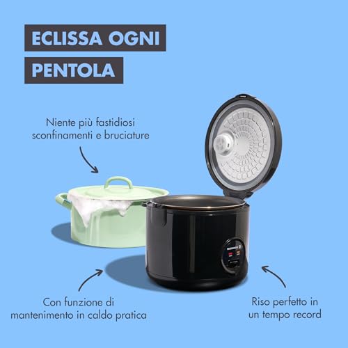 Reishunger Cuociriso Elettrico e Vaporiera con Funzione di Mantenimento del Caldo, Nero - Per 1-6 Persone - Preparazione Rapida Senza Bruciature - Rivestimento Ceramico - immagine 5