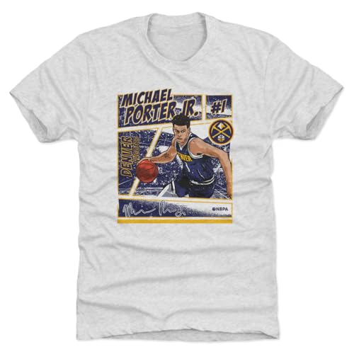 500 LEVEL Michael Porter Jr. Denver Nuggets Men's Premium T-Shirt - Michael Porter Jr. Denver Nuggets Comic (Tri Ash, Large)