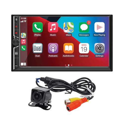 Dual Electronics DCA73W-BC 7-inch Certified Apple CarPlay Android Auto Wired or Wireless | Double DIN Touchscreen Car Stereo Radio | Bluetooth | Backup Camera Included | USB Playback & Charge