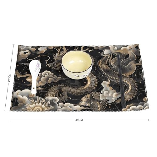 Sets de table dragon chinois anti-tache et imperméables pour protéger votre table