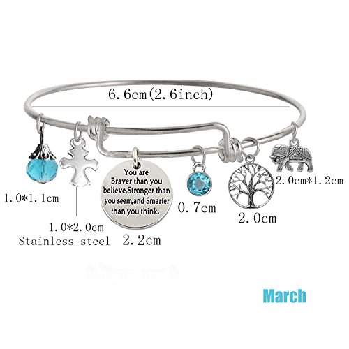 Image of inchYou Are Braver Than You Believe Stronger Than You Seem and Smarter Than You Think Inspirational Bracelet Expandable Bangle for Women