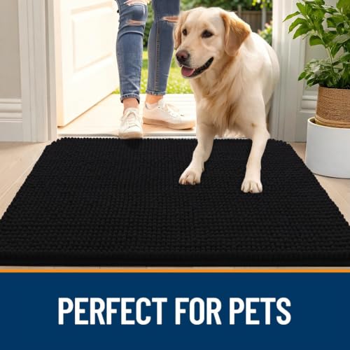 Image of OLANLY Dog Door Mat for Muddy Paws 70x24, Absorbent Chenille Mud Doormat