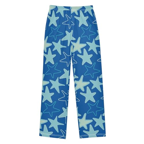 Boys' Pants Artistic Blue Stars Doodle Blue Long Bottoms Jogger Pants Elastic Waist Trousers with Pockets S-XL