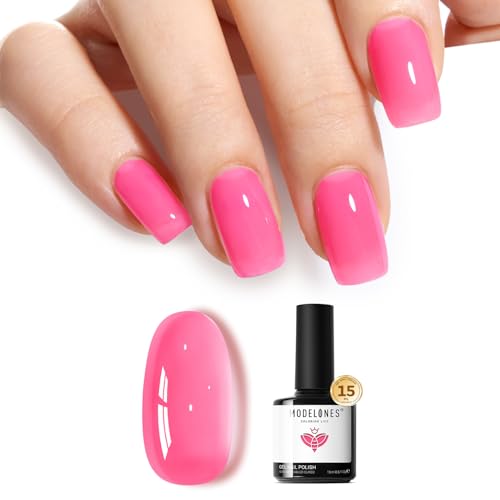 modelones Jelly Pink Rose Gel Nail Polish Soak Off UV/LED Gel Polish 15ML