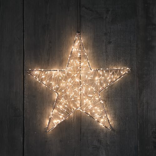Lights4fun Micro LED Stern Stehend Beleuchtet 40cm Timer warmweiß...
