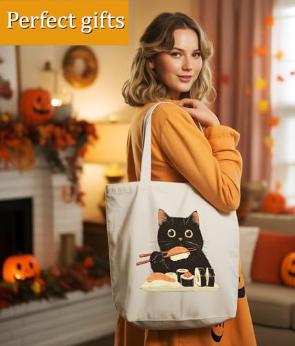 Image of Cat Gifts Tote Bag for Women Girls, Cat Lover Gifts Tote Bag for Daughter Besties, Medium Size with Inner Pocket