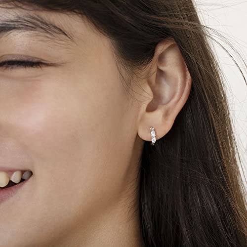 925 Sterling Silver 10mm Clear Cubic Zirconia XO Small Hoop Huggie Earrings For Infants & Toddlers- Beautiful & Trendy Jewelry Collection For Young Girls and Teens- Safe For Kids With Sensitive Ears3