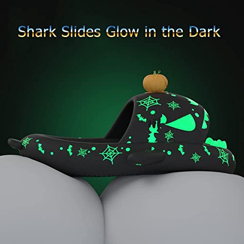 LELEBEAR Halloween Shark Slippers Halloween Shark Slides Christmas Spooky Shark Slides Glow in the Dark2