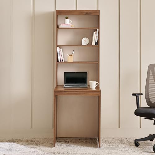 Image of Home Centre | Addison Compact Study Desk with Hutch | Engineered Wood | Brown | 1 Year Warranty
