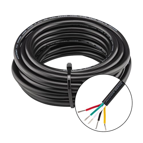 URCIANOW 5M 5 Adrige Kabel 5x0.3mm² 22AWG Kabel 5 Adrig UL2464 Verzinntes Kupferkabel 22 Gauge Litzendraht Niederspannung Verlängerung Schwarz PVC ummantelt für Küchengeräte