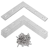 OBELON Heavy Duty L Shaped Plate Bracket 120mm - Stainless Steel Flat Plate L-Shape Corner Repair Br