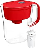 Brita 6 Cup Filter Pitcher with Smart Light Indicator, Reduces Chlorine taste and odour from Tap Water, Filters 151 Litres, Denali, Red