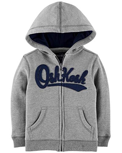 OshKosh B'Gosh Boys' Kids Full Zip Logo Hoodie, Grey, 6