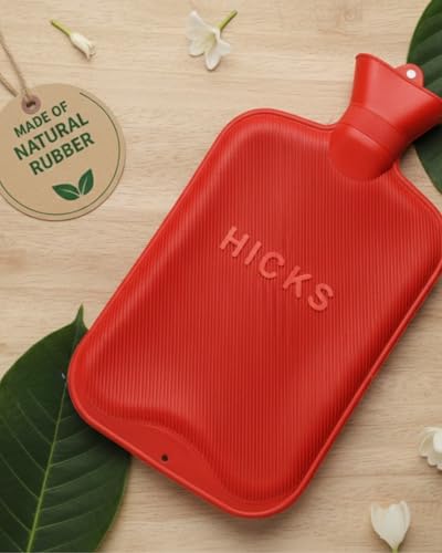 Image of Hicks Premium Hot Water Bottle for Pain Relief | Ribbed Surface for Even Heat Distribution | Leak-Proof Hot Water Bag for Period Cramps, Back, Neck & Muscle Pain