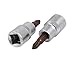 Aexit PH2 Phillips Hand Operated Tools Head 3/8-inch Square Chrome Vanadium Steel Drive Socket Adapter 2pcs Model:20as235qo234