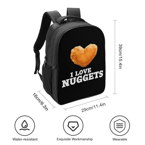Funny Chicken Nugget Funny 16 Inch Backpack for Men Women Casual Daypack with 2 Compartment for Travel Work2