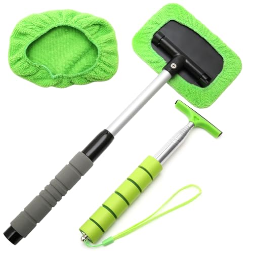 MAIXINNEW Extendable Car Windscreen Brush and Extendable Car Mirror Wiper Set, Telescopic Car Windscreen Cleaner Inside, Car Windscreen Demister Tool for Home and Outdoor