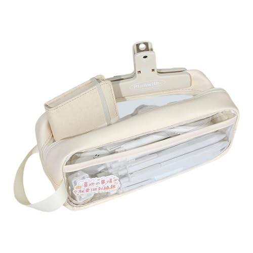 大容量鉛筆ケース防水クリア PVC ポーチジッパーバッグポータブルハンドル付き学生鉛筆オーガナイザー