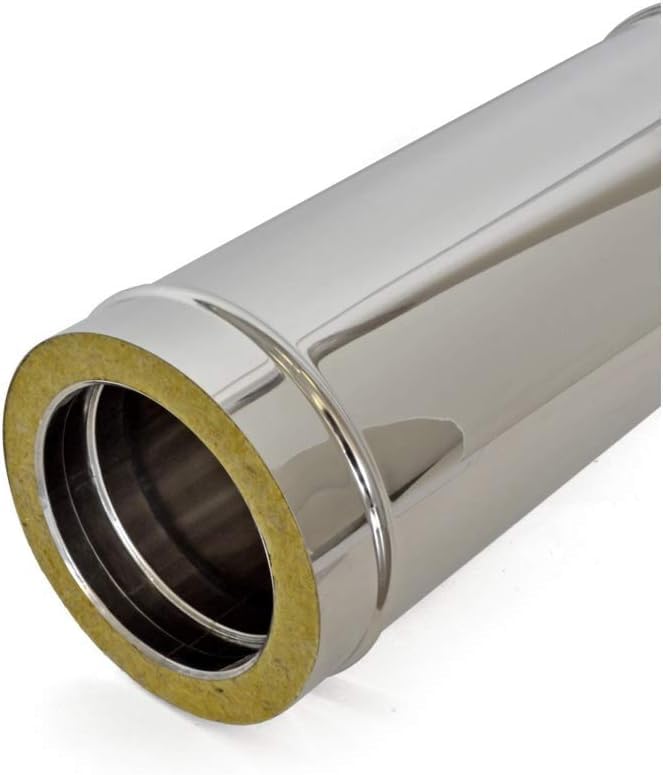 ODM Thermobrico - Tubo de doble pared de acero inoxidable aislado para conductos de humo 1 m - Diferentes tamaños - (Ø100/150)