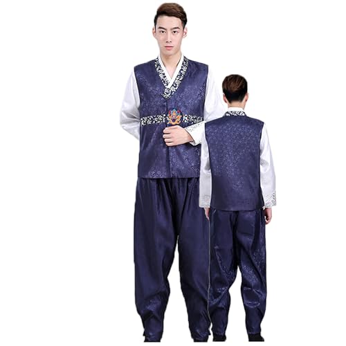 Camisa chaleco pantalones hombre tradicional traje azul tallas M L XL