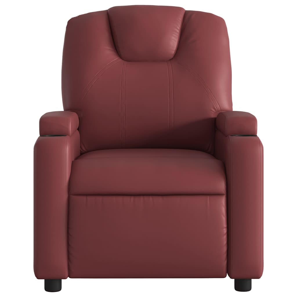Poltrona massaggiante rosso vinaccia ecopelle regolabile manualmente a 6 punti massaggio vibrante comoda poltrona lounge per camera da letto, soggiorno, portata massima 110 kg