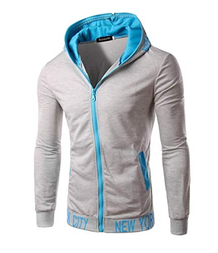 Preisvergleich Produktbild Kapuzenpullover,Lässige Männer Brief Drucken Reißverschluss Kapuzenpullover Bequem Tragbar Grau XL