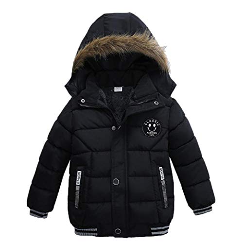 MODNTOGA Toddler Baby Boys Autumn Winter Down Jacket Coat Warm Padded Thick Outerwear Clothes Snowsuit Fleece (Black, M?12-18 Months?)