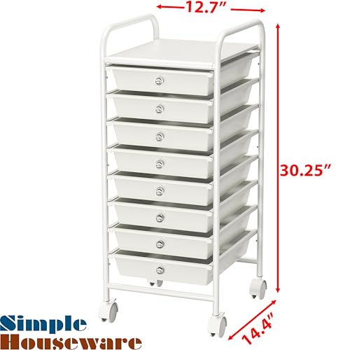 Simple Houseware 8 Drawers Rolling Utility Cart Art Craft Storage, White by Simple Houseware - Image 3