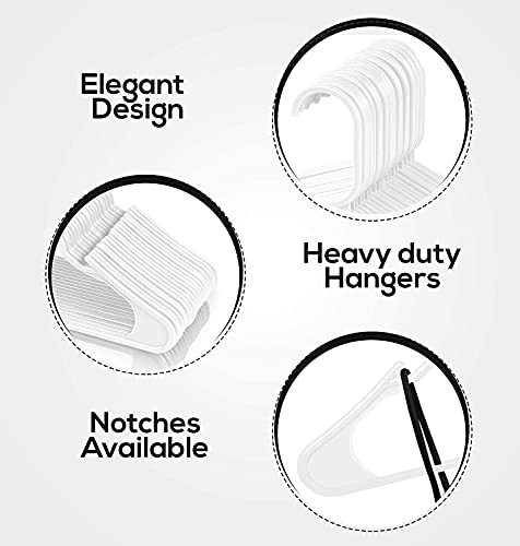 Image of PROTOWARE 48 Pieces Clothe Hangers for Wardrobe - Space Saving Cupboard Storage Organizer - Plastic Hanger Set for Saree, Shirt, Dress (White)