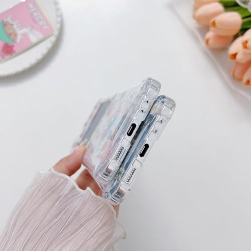 Coque Galaxy Z Flip 5 antichoc étui transparent plastique dur avec paillettes fleurs séchées