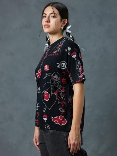 Image of Bewakoof Official Naruto Merchandise Women's 100% Cotton Graphic Print Oversized Fit Round Neck T-Shirt
