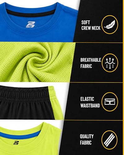 Image of Pro Athlete Boys Active Shorts Set - 3 Piece Athletic Dry Fit Graphic Tees Tank Tops and Basketball Shorts for Boys