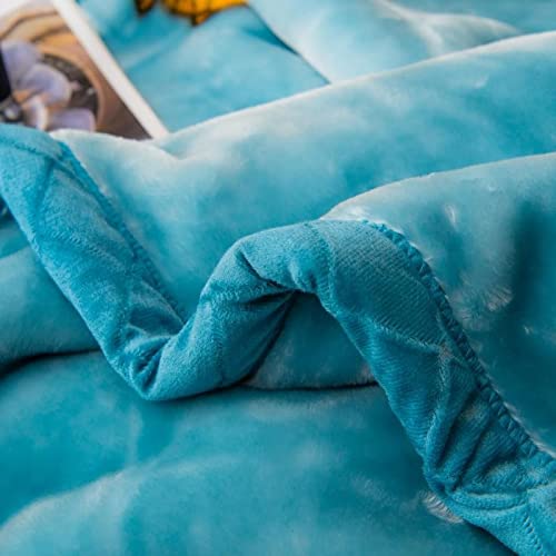 Korean Mink Blanket Plush Blanket Twin Size 60" X 80",5 Pounds Heavy Fleece Blanket Silky Soft Warm 2 Ply Cat Family Blue Throw A&B Printed Raschel Bed Blanket #TOP6