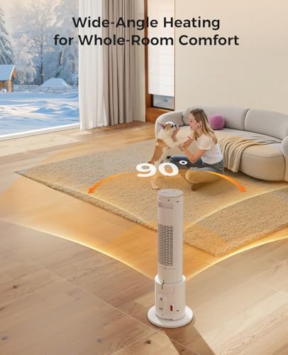 Image of Space Heater with Humidifier - Portable Tower Heaters for Indoor Use, Remote, Adjustable Thermostat, 3 Heat Modes, Multiple Safety Protection, 12H Timer, Quiet Electric Heater for Bedroom