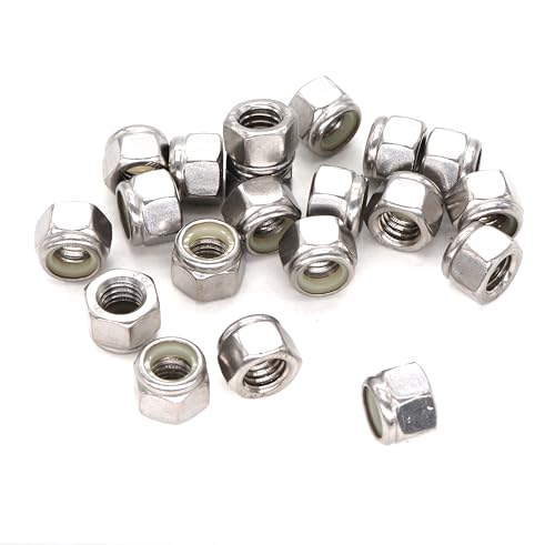 binifimux 50pcs 14-20 inch nylon inserted self locking nuts - 304 stainless steel 1434 nylock nuts for furniture tools handle
