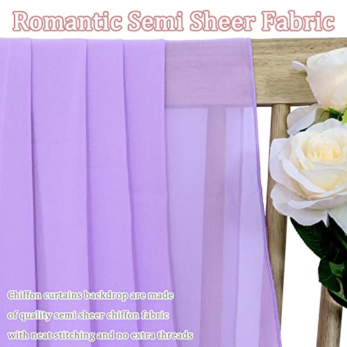 Image of FOTSHARER Wedding Ceiling Drapes 5x30FT 2 Panels Lavender Wedding Arch Draping Chiffon Fabric Ceiling Drapery for Weddings Ceremony Tent Drapes for Events Sheer Drape for Backdrop Canopy Decoration