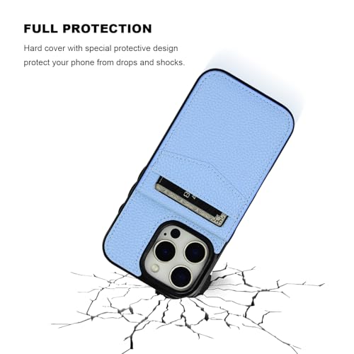 KIHUWEY Compatible with iPhone 16 Pro Case Wallet with Credit Card Holder, Flip Premium Leather Magnetic Clasp Kickstand Heavy Duty Protective Cover for iPhone 16 Pro 6.3 Inch (Lichee Light Blue) by KIHUWEY - Used condition - Image 6